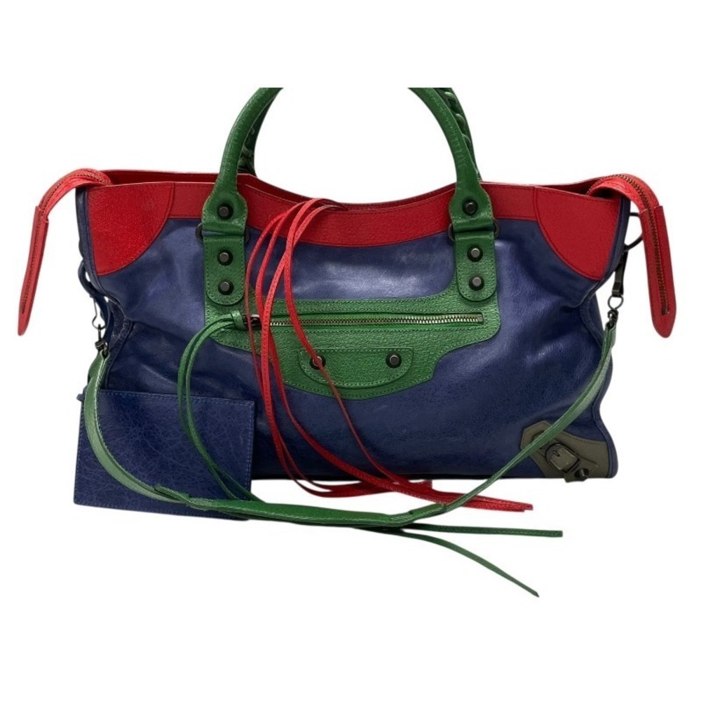 BALENCIAGA The City Giant Bag Handbag Shoulder Red Blue Green - Picture 2 of 10